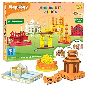 Imagimake Mapology Monuments of India - Construction Set - Make 10 Monuments - Educational Toy for Boys & Girls Above 5 Years, Multicolor