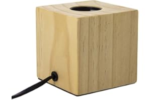 XANLITE Cube table lamp in wood, E27 base compatible, IP20, 60W max power