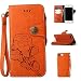 Produktbild (NICHT Für 8/7) Lederhülle für iPhone 8 Plus / iPhone 7 Plus Hülle, ZCRO Leder Handytasche Hülle Retro Style Blumen Muster Wallet Flip Case Handyhülle Geldbörse Etui Vintage Schutzhülle Taschen mit Kartenfach Magnet Strap Lanyard Schale Cover Hüllen für iPhone 7 Plus / iPhone 8 Plus 5.5 Zoll (Retro Orange)