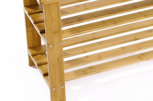 Evst Tier Bamboo Shoe Rack Bench Storage Organiser Made - Main Image