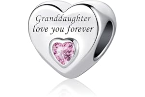 LSxAB Pink Heart Love You Forever Charm for Mom Daughter Grandma Friends Compatible with Pandora Charms Bracelets