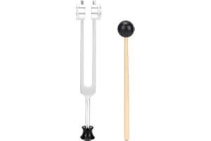 Agatige Set di diapason, diapason medico OM 136.1Hz in lega di alluminio diapason portatile per terapia del suono yoga con martello e custodia