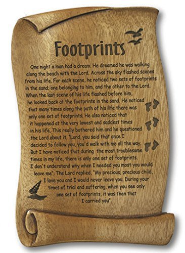 H.J. Sherman "Footprints in the Sand" Mahogany Wall Plaque - Spirit Christian Faith N1857FP-HJS by H. J. Sherman