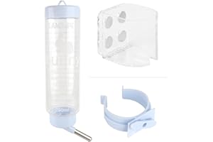 LUFEIS Hamster Water Bottle with Holder, 250ml Small Animal Water Dispenser with Magnetic Feeder Bracket for Hamsters, Hedgehogs, Gerbils, Squirrels, Rabbits and other Small Pets (Blue, One Size)