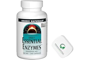 PremiumVital, Source Naturals, Daily Essential Enzymes, Verdauungsenzyme, 240 vegane Kapseln, mit praktischer Pillendose, Laborgeprüft, Glutenfrei, Sojafrei, Gentechnikfrei