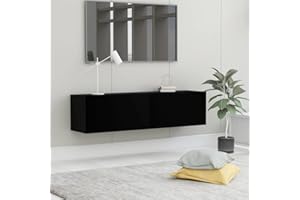 puraday Mobile TV Nero 120x30x30 cm Mobile Sospeso Mobile Tv Sospeso Mobile Tv A Parete Mobiletto Tv Parete Attrezzata Tv Pensile Sospeso Mobile Tv Soggiorno in Truciolato