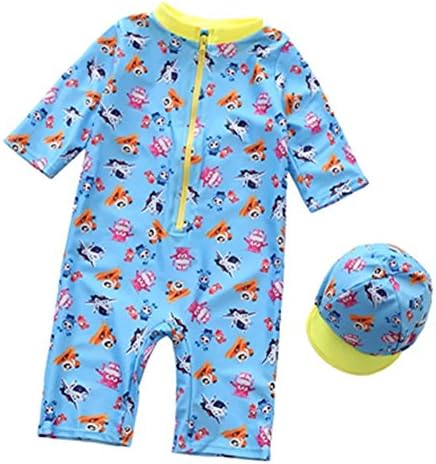 Zerci Baby Girls Boys Rash Guard Long Sleeve Swimming Costume With Swim Cap