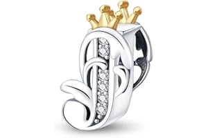 TINSLO Charme Pearl en forme de lettre de A à Z pour bracelet, En argent sterling 925, Compatible avec les bracelets et colliers Pandora, Compatible avec les bracelets européens pour femmes et filles KJC165