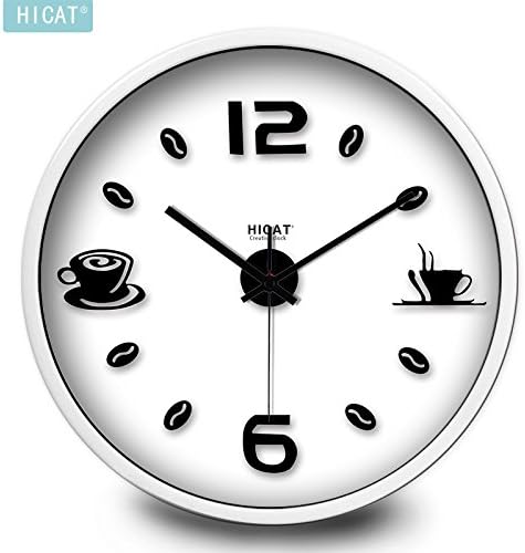 BYLE Creative Stylish Cafe Bar American European Modern Bedroom Wall Silent Electronic Quartz Home Decor Wall Clock, 12 Inch,Cw074 Coffee Beans Black-Box, Platinum