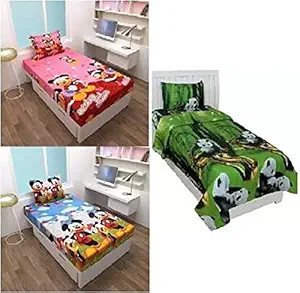 SinghsVillas Decor Presents Kids Single Bedsheet Combo Pack of 3 with 3 Pillow Covers