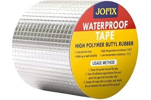 JOFIX Super Strong Adhesive Waterproof tape Permanent Repair Roof Water Leakage Solution Rubber Foil Suitable for Roof Leak, surface Crack, Window Sill Gap, Boat Sealing, Tank Leak (2 Inch (5CM*5M))
