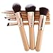 Abody 9Pcs Pro Cosmetic Makeup Brushes Kit Wood Handle Goat Hair Brush Superfine Fibre Brush Set + Pouch Bag Case Powder Brush