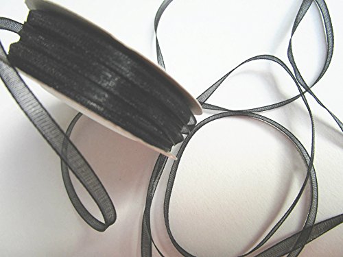 50 m Organza -Schleifenband in 3 mm Breite mit Webkante (Schwarz)
