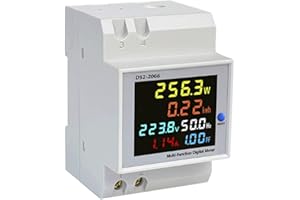 Jooheli Contatore di Energia, Contatore Elettrico Digitale, Contatore di Corrente Digitale LCD, DIN Misuratore di Elettricità Su Guida, Multifunzione KWH Meter, AC40-300V 100A Voltmetro Amperometro