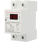 Jadeshay Overvoltage Protection Device, 230V 40A Voltage Protector DIN Rail Automatic Recovery Against Over Voltage and Under