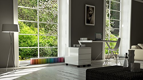 Dittrich Design Original Z-Line Series Computer / PC Desk 122cm Width Gloss White Metal Frame with White Glass Top