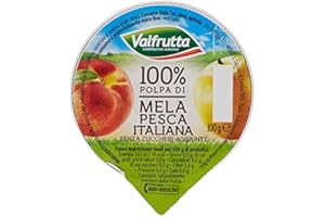 Valfrutta - 100% Polpa di Pesca e Mela, senza zuccheri aggiunti e glutine - 60 vaschette da 100 g