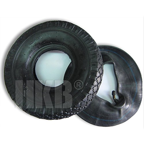 HKB ® Reifen Mantel Decke Ersatzrad mit Schlauch mit Winkelventil für Sackkarre Handwagen Schubkarre Quad 3,00-4 260mm, Artikel-Nr. 420057