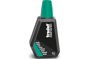 Flacon d'encre Verte Trodat 7011D pour recharger les tampons encreurs - 28 ml, encre à base d'eau pour marquer les documents - empreintes nettes et propres - bouchon refermable