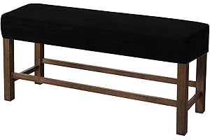 JHLD Upholstered Bench Slipcover, Velvet Dining Room Bench Covers Stretch Bench Seat Protector Elastic Dining Bench Cover Removable Washable for Living Room-Black-Large