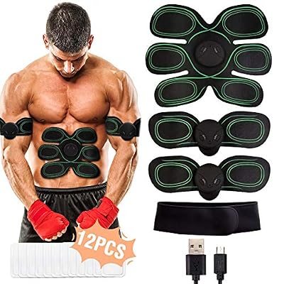 HONITURE Electrostimulateur Musculaire, EMS Ceinture Abdominale Electrostimulation USB Charge, Appareil Abdominale Stimulation Massage Abdomen/Bras/Cuisse, Homme Femme Muscle Stimulateur - 8 Modes & 10 Niveaux