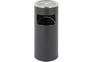 OHMG 30L Pattumiera Bidone Gettacarte Cestino Posacenere da Terra in Acciaio Inossidabil,Posacenere Esterno Autoportante,Pattumiera con Secchio Interno,Interni ed Estern (25 * 25 * 60cm（Noir）)