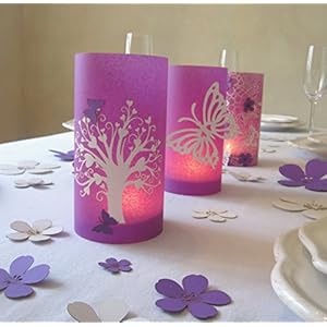 Kommunion | Windlicht | Tischdeko | mit Herzbaum | 9 cm Durchmesser höhe 16cm lila 1stk