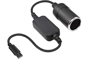 ENJIROR USB-C to 12V Cigarette Lighter Adapter 5V USB Male to 12V 10W Cigarette Lighter Socket Converter for Dash Cams, Radar Detectors, GPS, Car LED Light Strips and Other Automotive Electronics 1FT