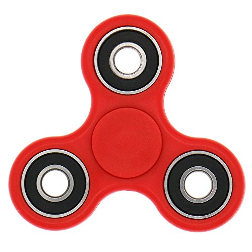 Adults Hand Spinner Fidget Acrylic Toy ,ADHD Focus Ultra Durable High Speed - Steel Bearing 1-3 Min Spins Non-3D Printed (Red)