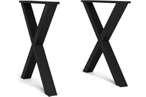 Skraut Home | 2 Pieds | 72x72cm | Support | Chevalet | en Forme de X | Pieds de Table en Bois Massif | Salon | Salle à Manger | Bureau | Laqué Noir