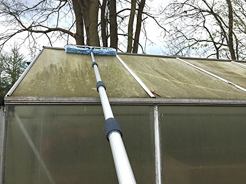 Teleskop-Fensterputzer Profi-Set mit Gummilippe, Kombi-Fensterwischer 50cm, Drehgelenk und Alu-Teleskopstange 6m – für Wintergarten-, Fenster- und Solaranlagen-Reinigung - 9