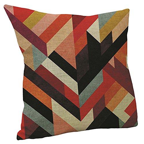 Vanki abstract style Cotton Linen Square Decorative Throw Pillow Case Cushion Cover 18 x 18 inches ,colorful irregular figure pattern