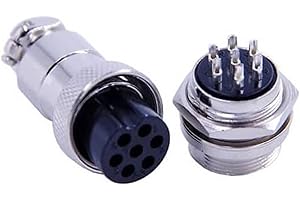 Elecbee GX20 Connecteur Aviation 7 Broches Rond Femelle Prise Mâle Droite Connecteur de Câble,Kit de Connecteur D'aviation GX20 Mâle et Femelle Le Type de Fileté en Métal pour Câble