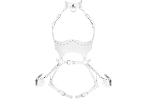 PETMHS Punk Leder Harness BH Gothic Rave Body Chain ganzer Körpergurt Taillenketten Nightclub Prom Body Chains Mode Belly Belts Body für Frauen Schwarz