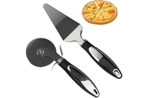 SALUBOHUM pizzaschneider，pizzaroller，Pizza Schaufel Set mit beschichteten Klingen, rutschfestem Griffdesign und Edelstahlmaterial，Hochwertige Klingen ermöglichen müheloses Schneiden von Pizza