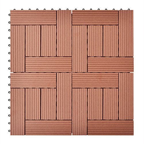 Preisvergleich Produktbild Braune Terrassenfliesen 11 Stk. 30 x 30 cm WPC 1 qm