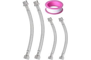 NOKWOCY Flexschlauch 3/8, 304-Edelstahlschlauch 3/8 Zoll, 4er-Pack, 1 wasserfestes Band, panzerschlauch 3/8 zoll, geflochtener Pex-Schlauch für Wasserhahn, Waschmaschine, Duschkopf, Toilette (10/20cm)
