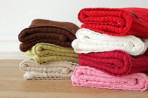 VClife® Baumwolle Zierkissenbezug 45*45cm Kariert Gestrickt Sofa Bett Zimmer Auto Dekokissen Kissenhülle Knopf Beige - 5