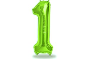 FUNXGO® folienballon zahl 1 Grün - Riesenzahl Ballon ca.100 cm - Luftballon Zahl 1 - fliegt mit Helium - zum 1. Geburtstag, Hochzeit, Jubiläum, Fest, Party Dekoration - Ballon 1 Grün