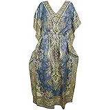 Indiatrendzs Women Summer Kaftan Nightdress Viscose Sleepwear Printed Long Maxi Night Kaftan