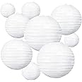 Rubyhia White Paper Lanterns, 10 Pcs of Chinese Round Paper Hanging Decorations Ball Lanterns Lamps for Home Decorations, Birthday Wedding Parties, and Festival Decoration, Size of 4, 6, 8, 10inch
