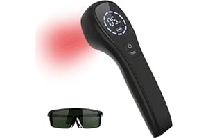 KTS Dispositivo de terapia de luz roja para aliviar el dolor, analgésico articular y muscular con gafas, luz infrarroja con sondas de 650nm y 808nm(2 * 808nm)(negro)