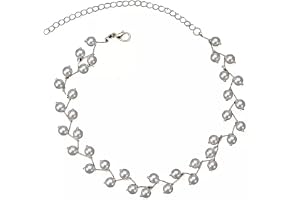 GURJARI JEWELLERS Stylish running white pearl necklace choker Silver Plated for Women and Girl