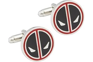 BIRSPPY OMG ***Premium Quality** Deadpool Cufflinks*** Marvel Superhero Movie Inspired Logo Mens Enamel Silver Plated ** Limited Edition***