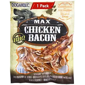 For The Fur Kids Dog Treats: Dogaholic Max Chicken Bacon Strips BBQ Flavour (1 Pack)