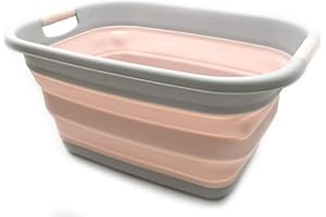 SAMMART 31L zusammenklappbarer Wäschekorb aus Kunststoff – faltbarer Pop-Up-Aufbewahrungsbehälter/Organizer – tragbare Waschwanne – platzsparender Wäschekorb (Rosa)