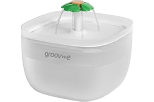 GROOV E Groov-e Pet-Tech Pet Water Fountain – Cat and Dog Automatic Water Dispenser - 2L Tank, Quiet Flow, 4-Layer Filtration, Illuminated Bowl, Easy-to-Clean Design – USB Powered – White