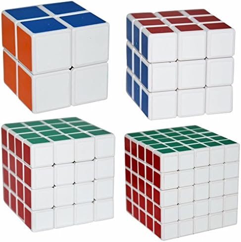 LSMY 4 Pack 2x2x2 3x3x3 4x4x4 5x5x5 Puzzle Cube Toy White