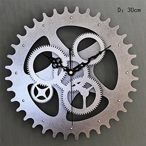 CCYYJJ Bell Pinion Gear Metal Original Clock Retro Mode Texture Creative Wall Surface Clocks 30Cm (Color A)
