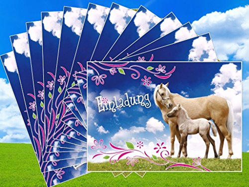 12 Pferde-Einladungen (Set 3): 12-Set Einladungskarten zum Kindergeburtstag – Einladungen zum Geburtstag für Mädchen und Jungen von EDITION COLIBRI (10780) - 3